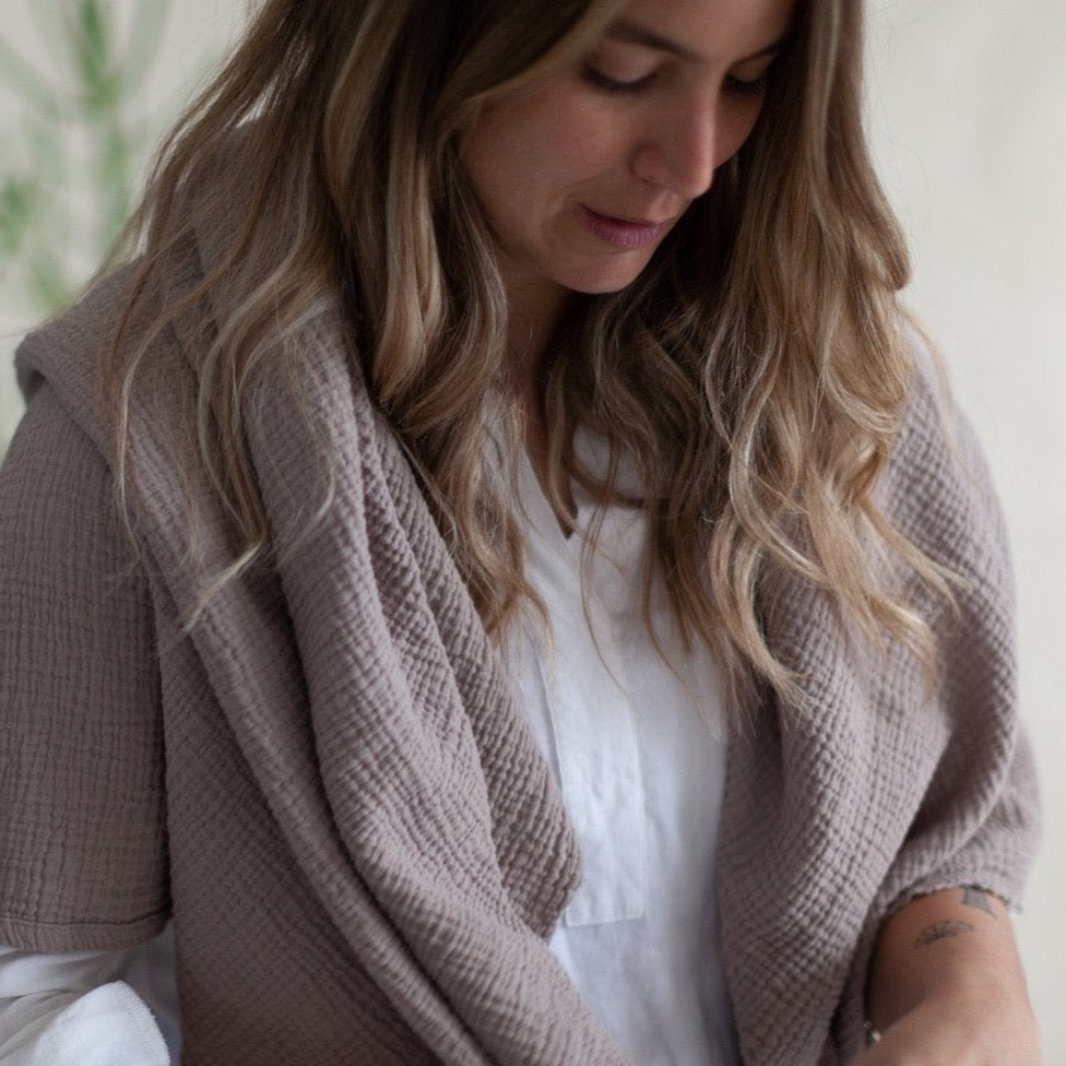 Oversized Waffle Cotton Scarf | Lavender