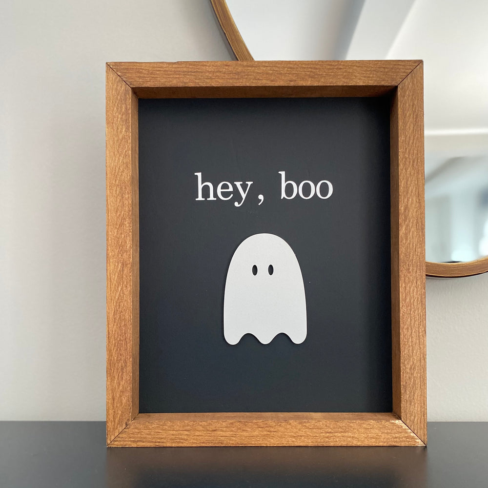 Hey, Boo Wood Sign