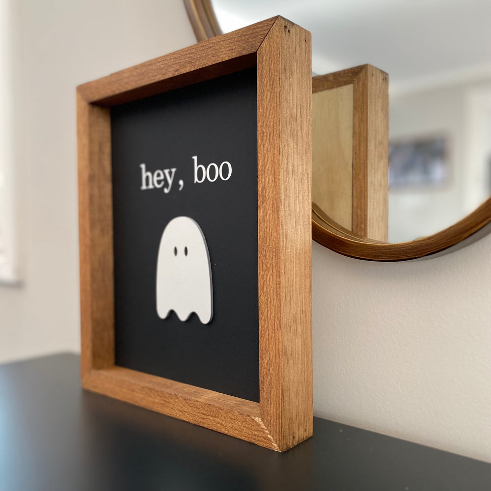 Hey, Boo Wood Sign