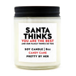 Santa Thinks You're The Best Candle | Candy Cane