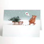 "Teddy Bear With Sled" Christmas Card