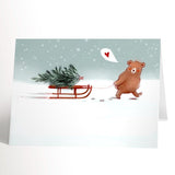 "Teddy Bear With Sled" Christmas Card