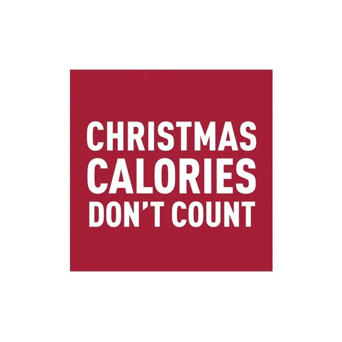 Christmas Calories Don’t Count Printed Cocktail Napkin | 20Pk Red