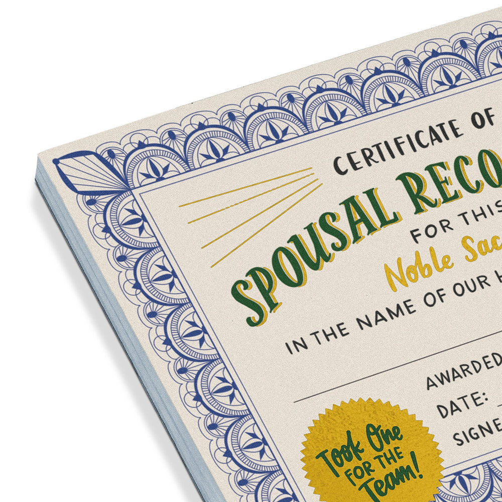 Spousal Recognition Certificate Notepad