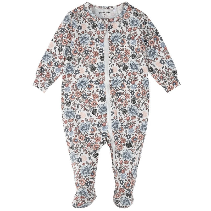 Jersey Sleeper Vintage Flowers Print on Off White