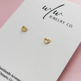 Gold Vermeil Hollow Hearts Stud