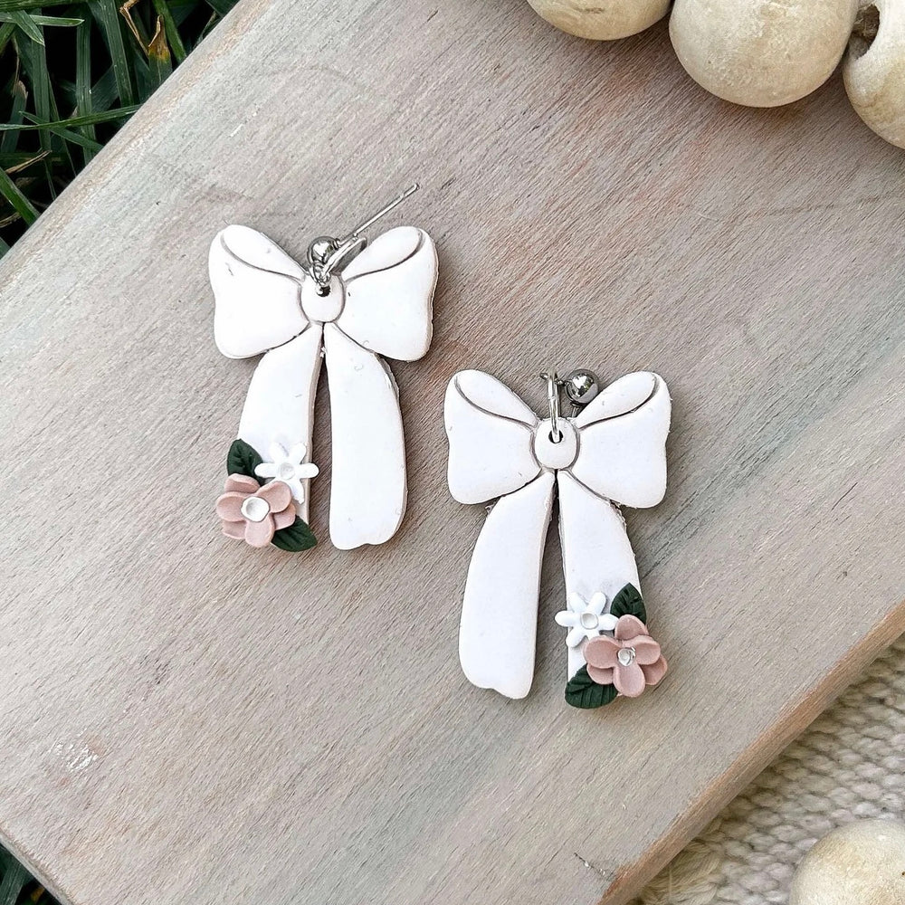 Cream Ribbon with Florals | Dangles