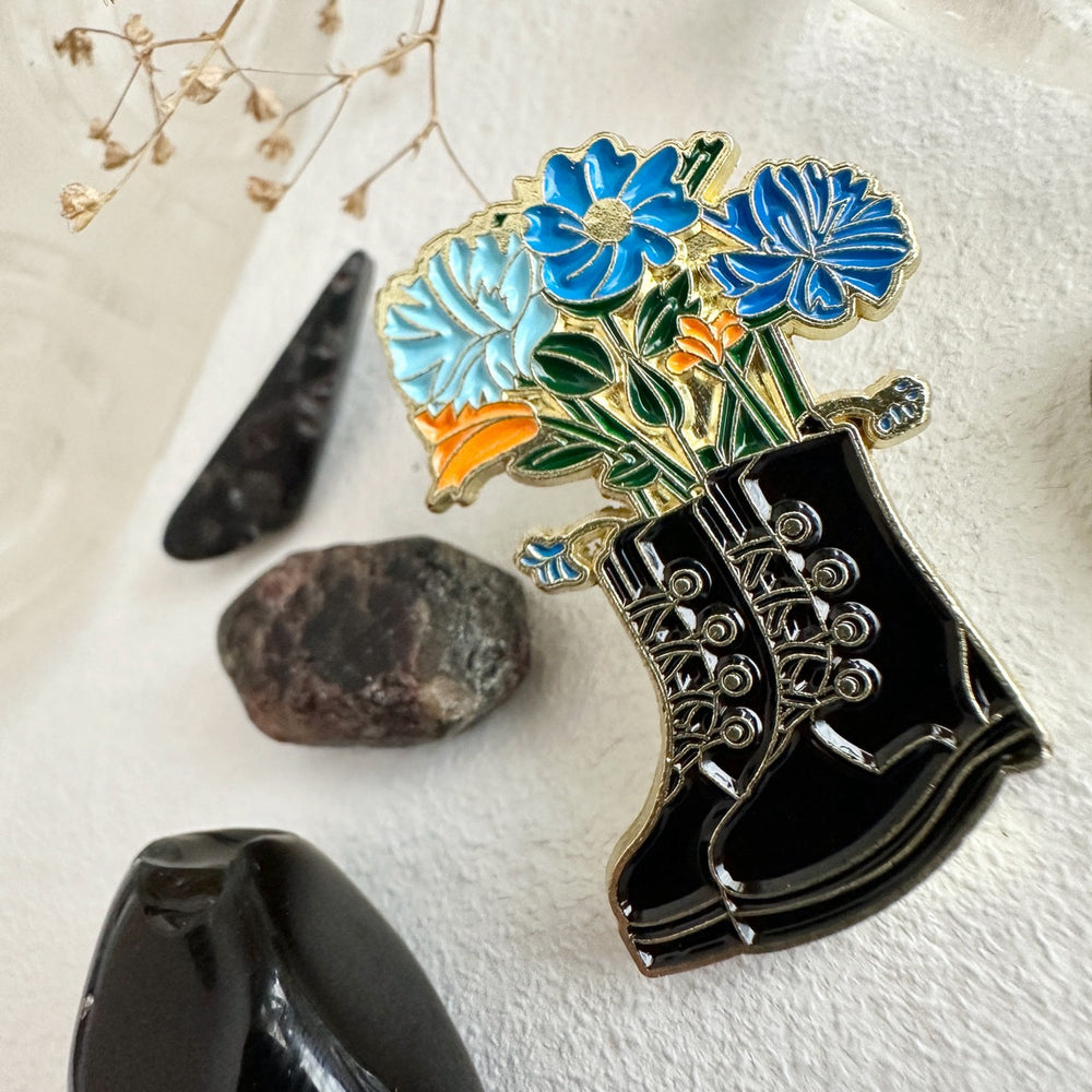 "Boot-Quet" Flowers & Boot Enamel Pin