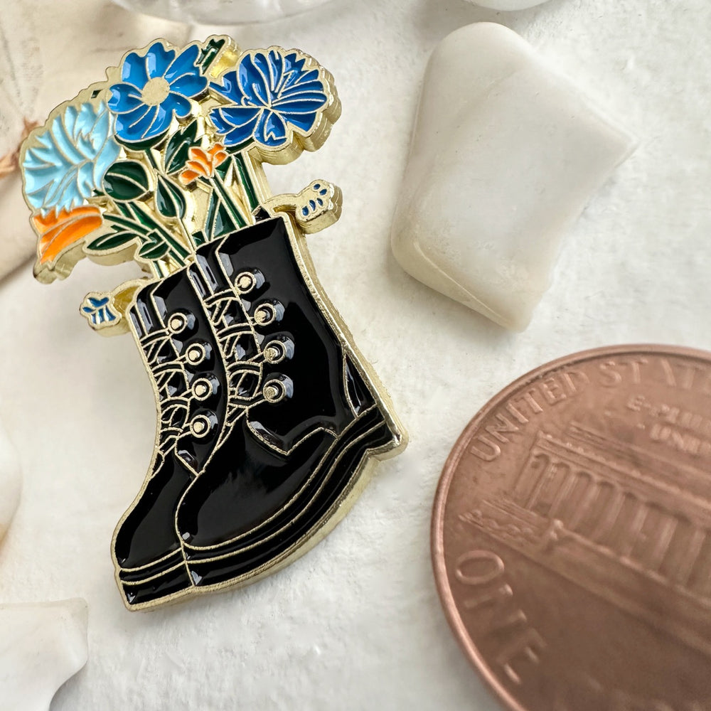 "Boot-Quet" Flowers & Boot Enamel Pin