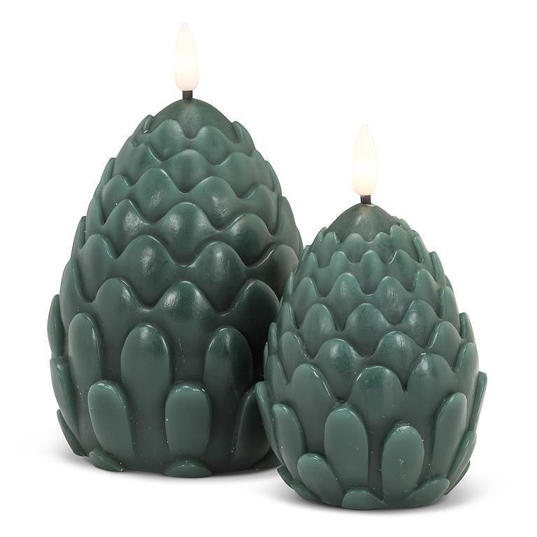 Pinecone LED Candle | Forest Green