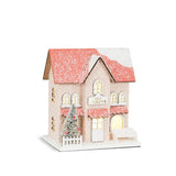 Small Pink Snowy Glitter Toy Shop with LED Lights