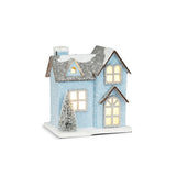 Small Powder Blue Snowy Glitter House with LED Lights