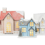 Small Powder Blue Snowy Glitter House with LED Lights