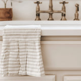 Striped Tea Towel with Ruffle |  Tan